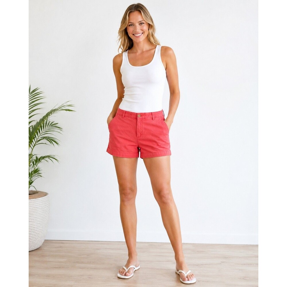 Amazon Essentials Shorts Womens 12 Navy Peach Chino Stretch Walking Everyday